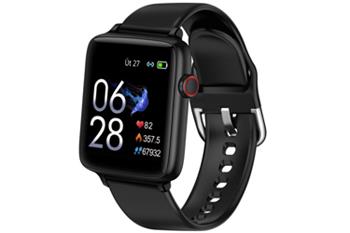 Chytré hodinky v češtině PW-101, Bluetooth 5.0, smart watch s velkým display, krokoměrem, oxymetrem, měřením tepu, tlaku, černé s černým páskem
