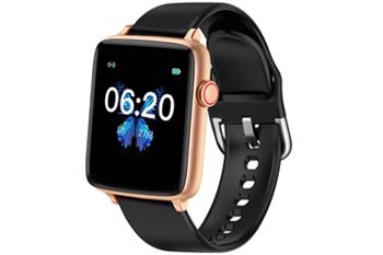 Chytré hodinky v češtině PW-101, Bluetooth 5.0, smart watch s velkým display, krokoměrem, oxymetrem, měřením tepu, tlaku, zlaté s černým páskem