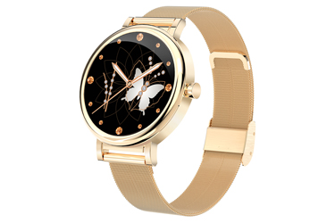 Chytré hodinky v češtině, PW-105, Bluetooth 5.0, elegantní dámské smart watch s krokoměrem, oxymetrem, měřením tepu, tlaku, zlaté