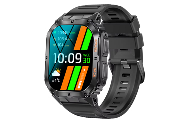 Chytré hodinky v češtině, PW-161, Bluetooth 5.0, sportovní smart watch s telefonováním, krokoměrem, kompasem, měřením tepu, tlaku, černé s černým páskem