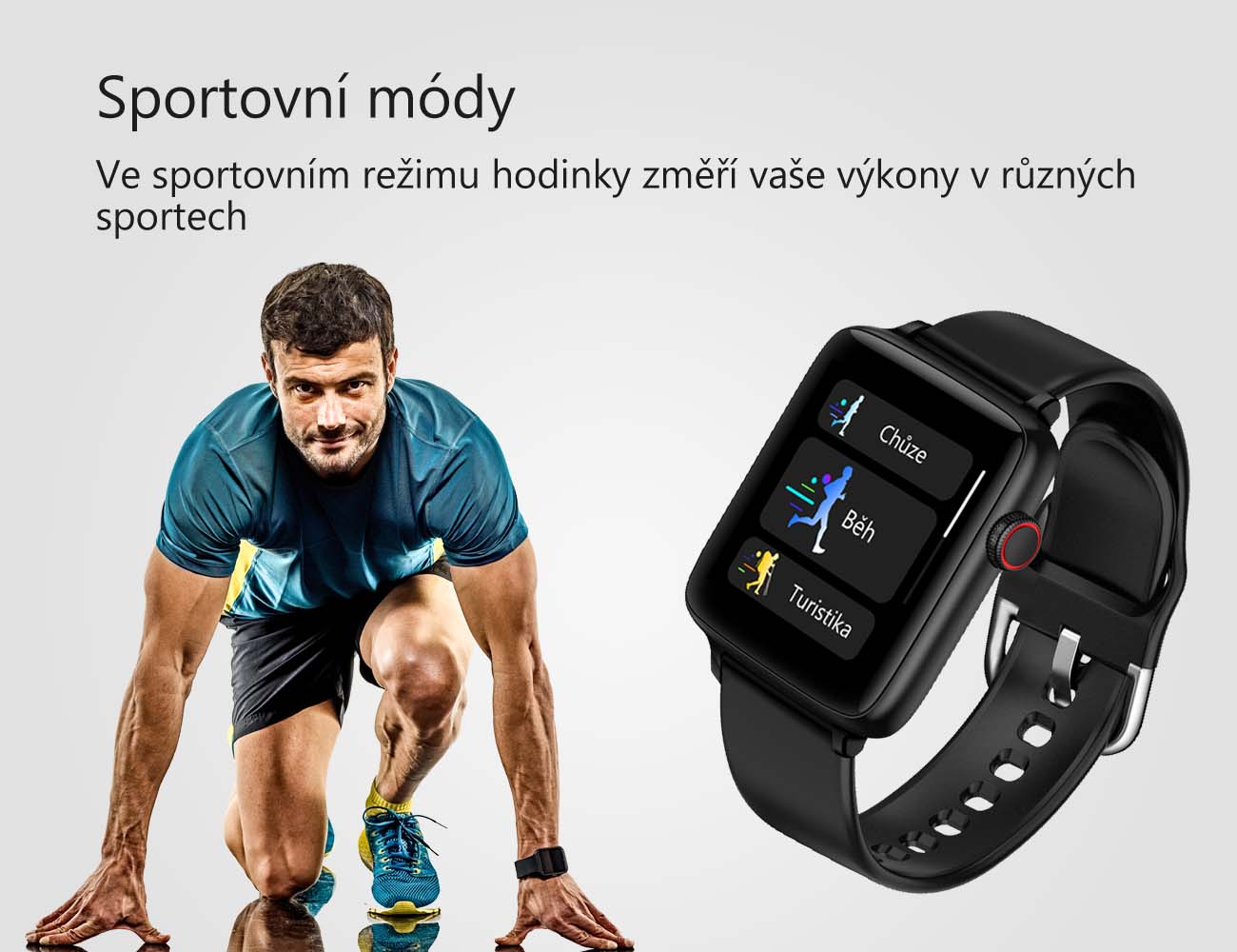 Chytré hodinky v češtině PW-101, Bluetooth 5.0, smart watch s velkým display, krokoměrem, oxymetrem, měřením tepu, tlaku, stříbrné s šedým páskem