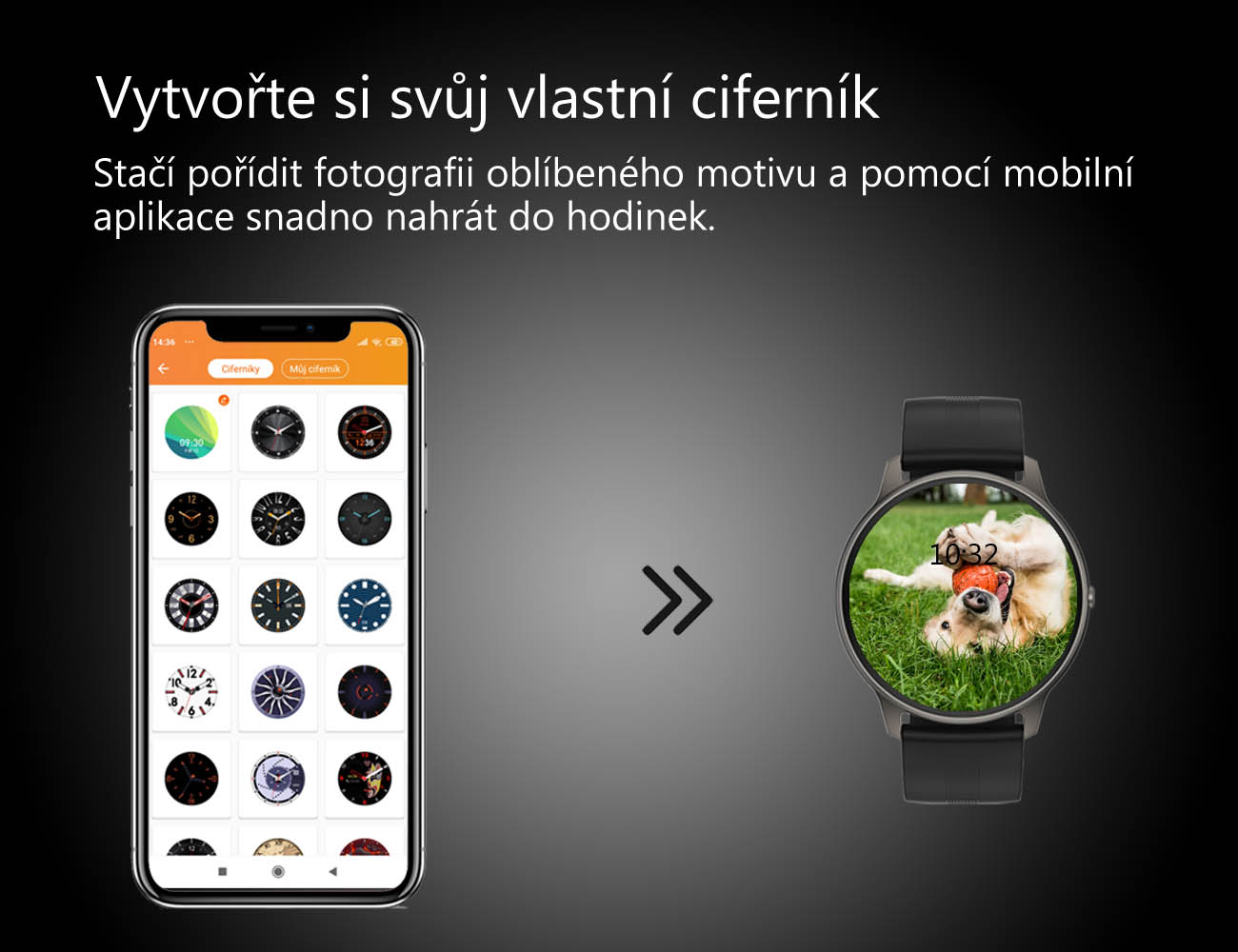 Chytré hodinky v češtině, PW-103, Bluetooth 5.0, elegantní smart watch s krokoměrem, oxymetrem, měřením tepu, tlaku, černé s černým páskem