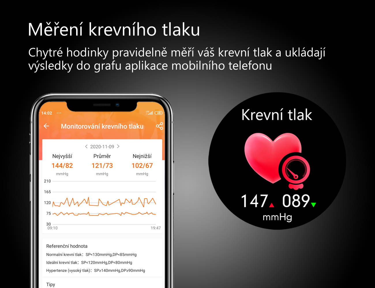 Chytré hodinky v češtině, PW-103, Bluetooth 5.0, elegantní smart watch s krokoměrem, oxymetrem, měřením tepu, tlaku, stříbrné s černým páskem