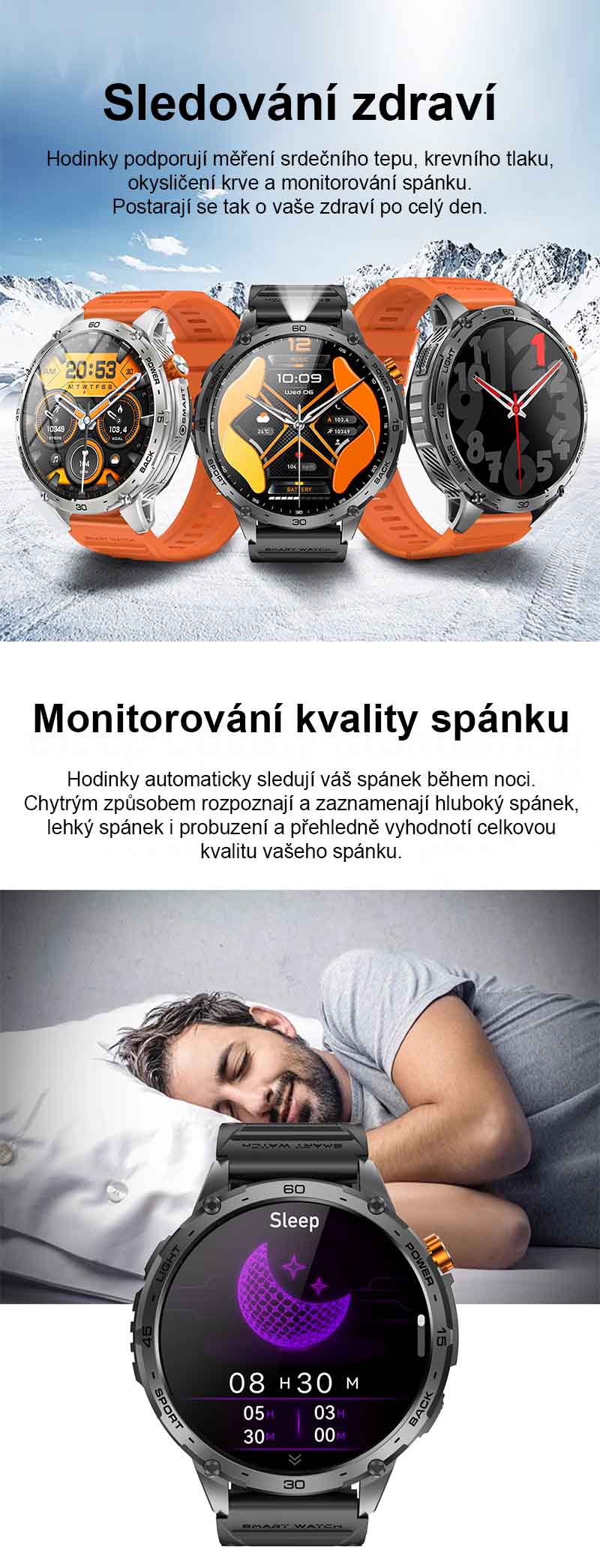 Chytré hodinky s telefonováním Printwell PW-169, LED svítilna, AMOLED , LET měření tepu, tlaku, SpO2, krokoměr, české menu, BT 5.0, černé